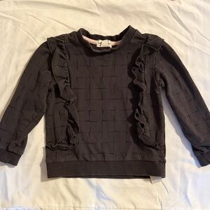 Kids Charcoal Gray Ruffled Sweatshirt